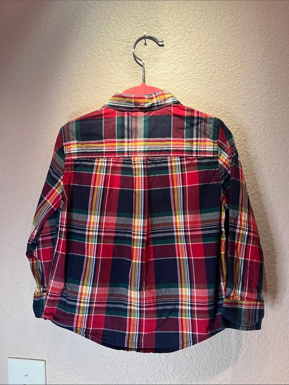 Gymboree Boys Matching Family Plaid Poplin Button Up Shirt Apple Orchard 3T